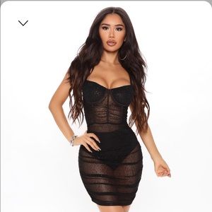 Luscious looks embellished Mesh mini black dress fashion nova